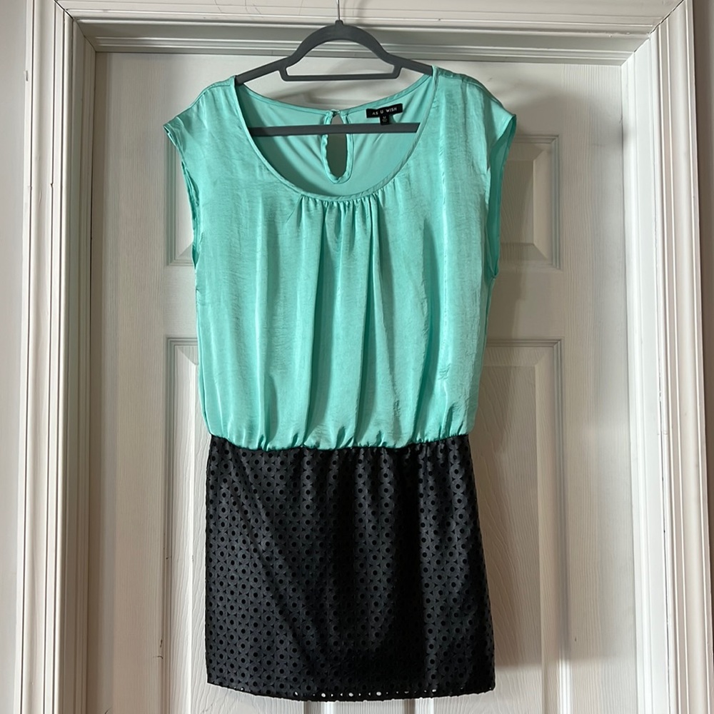 Blue and black cocktail dress